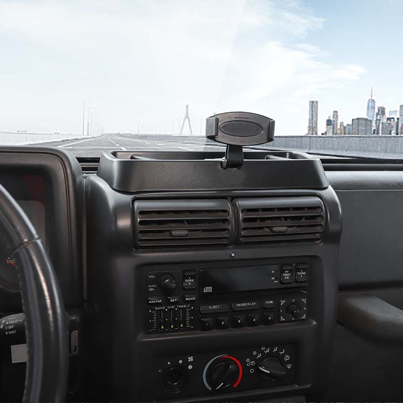 Black Car Phone Stand Storage Box For Jeep Wrangler TJ 1997-2006 Interior Decoration Accessories