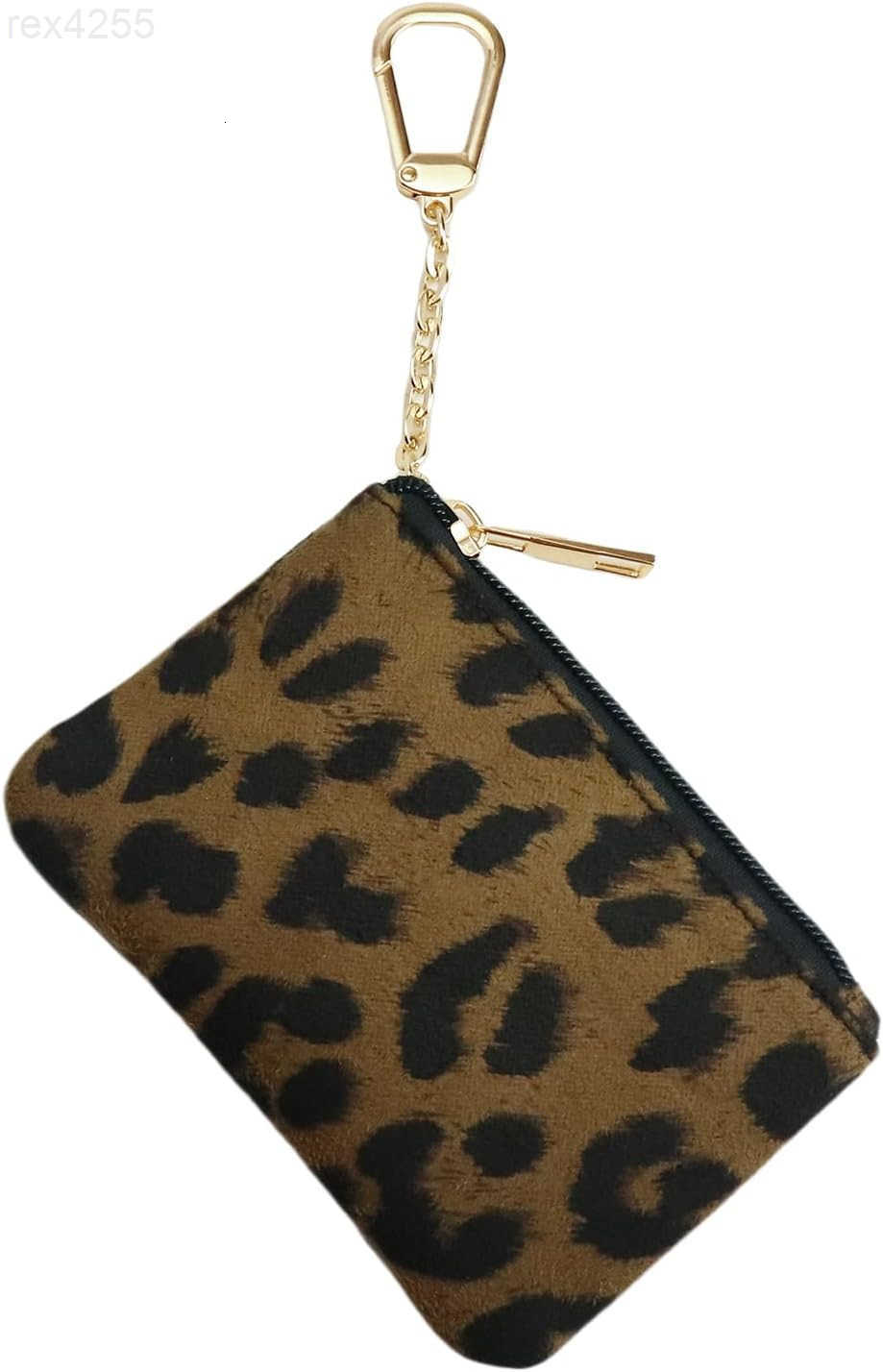 Coin Purse with Key Chain for Women Leopard Print Change Purse Card Holder Wallet Medium Size 4x15x1 inches BrownW250911
