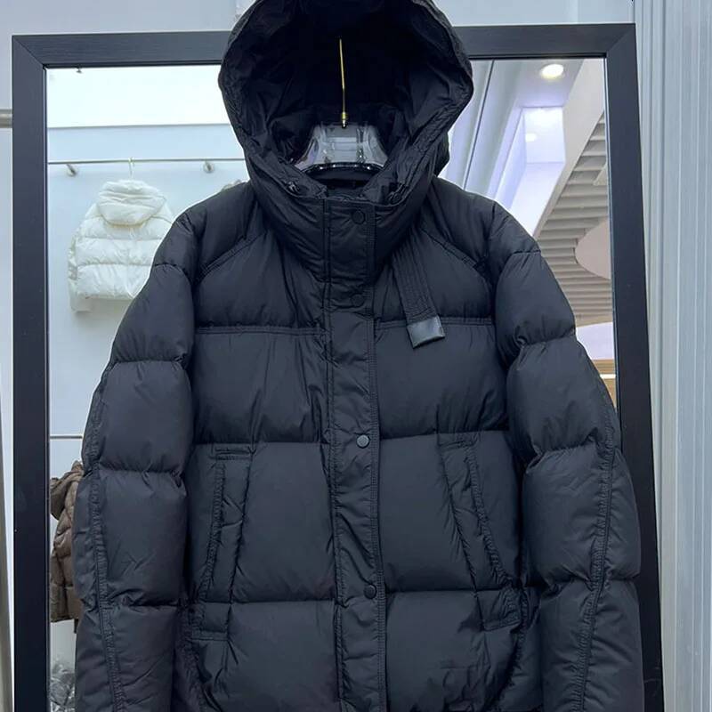 Temperament Short White Duck Women's Coat2025 New Winter Thickened Hooded Loose Women Down Jackets H561
