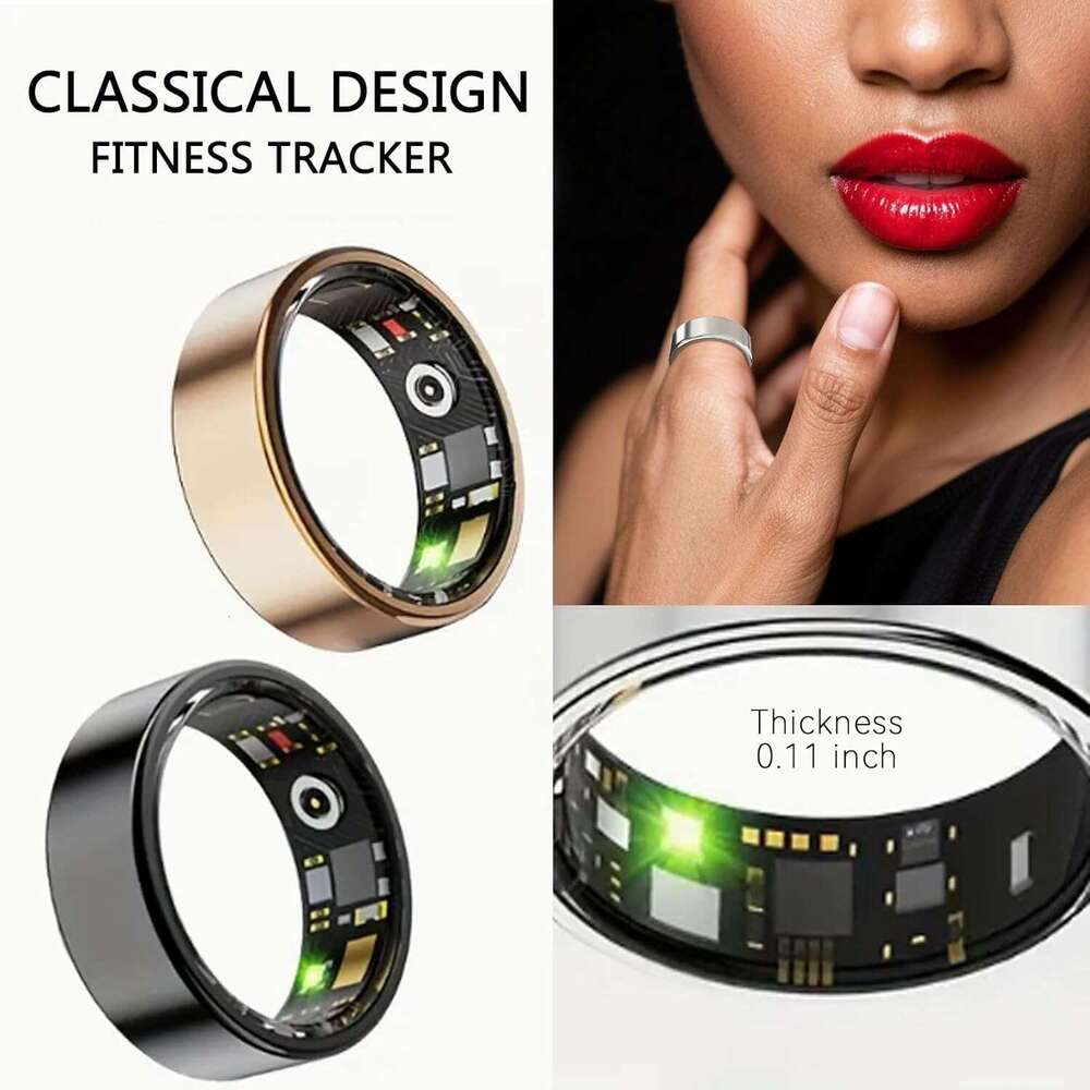 MUMUCREAM Smart Rings Women Men,Fiess Tracker Ring, APP Subscription,IP68 Waterproof,Sleep Ring for Android & iOS(Black 1-4)