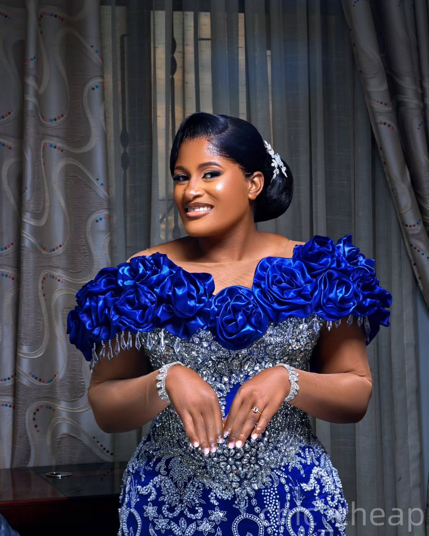 Royal Blue Mermaid Prom Dresses 2025 Crystals Flowers Lace Satin Evening Formal Party Second Birthday Engagement Gowns Plus Size Dress For Special Occ
