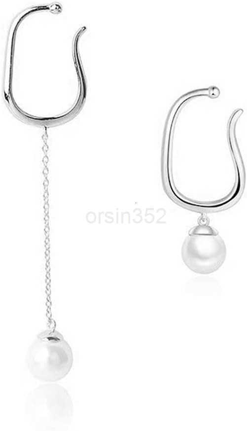 Cute Pearl Cuff Wrap Cartilage Earrings Sterling Silver 925 Classic Dangling Charm Pearl Threader Tasse Chain Clip On Hoop Earring Non Pierced Dangle 