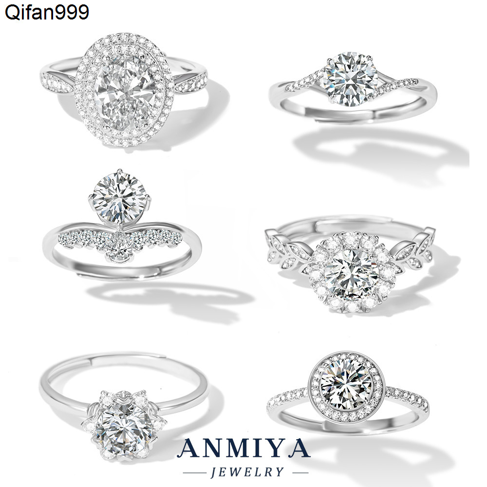 Wholesale Sparkling Silver Jewelry SilverPlated 925 Sterling Silver PrincessCut Moissanite Ring for Wedding Accessories