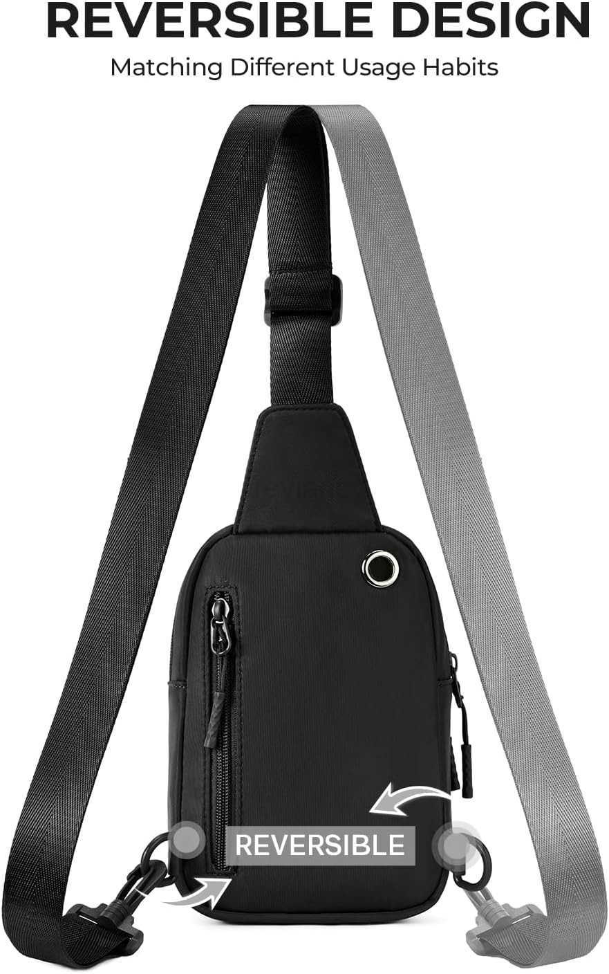 Small Crossbody Bags for Women and Men Sling Backpack Travel Bag Nylon BlackW250911