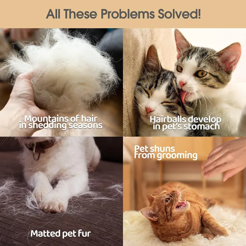 Efficient Pet Hair Remover Gloves Gentle Shedding Brushes for Dogs Cats & Horses with Long and Short Hair