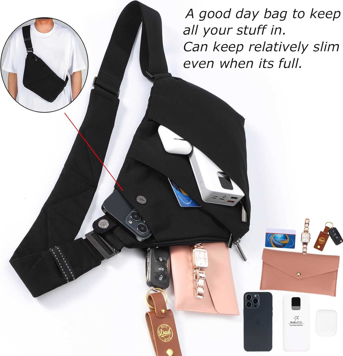 Sling Bag Cross Body Bag Anti Theft Crossbody Bags for Travel Lightweight Chest Shoulder Bags for Women MenW250911
