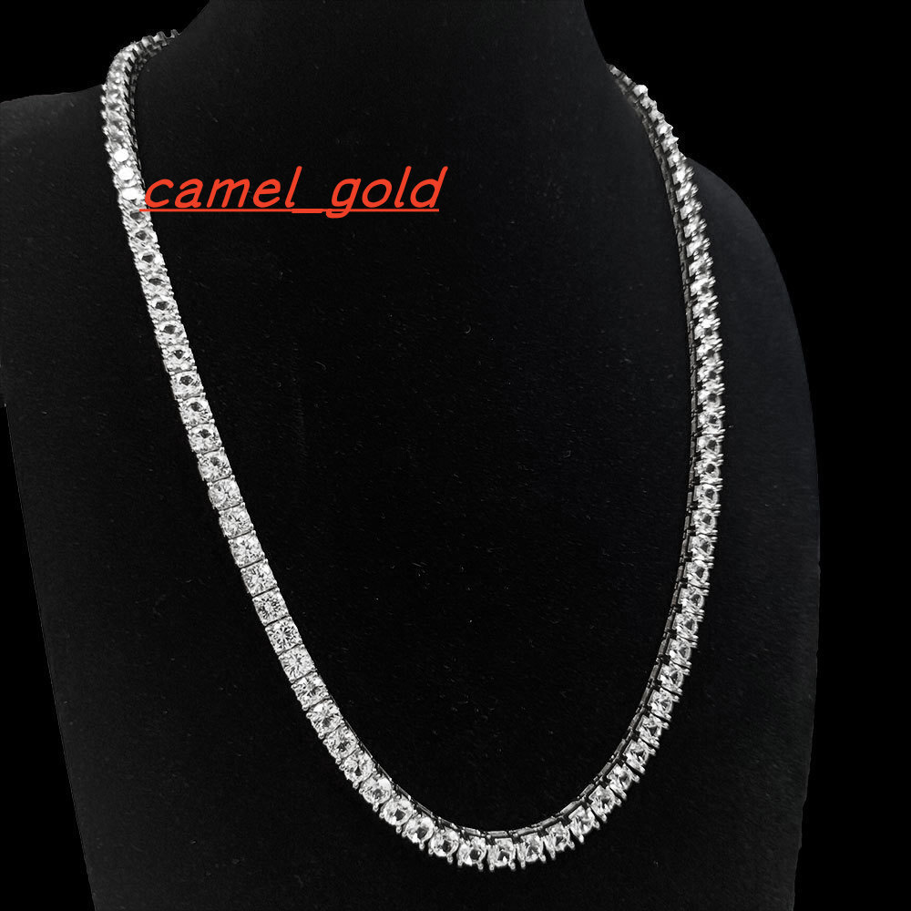 Platinum coating, 925 sterling silver material. 3mm to 6.5mm. High-quality sapphire tennis bracelet, hip-hop tennis necklace. Men's style.
