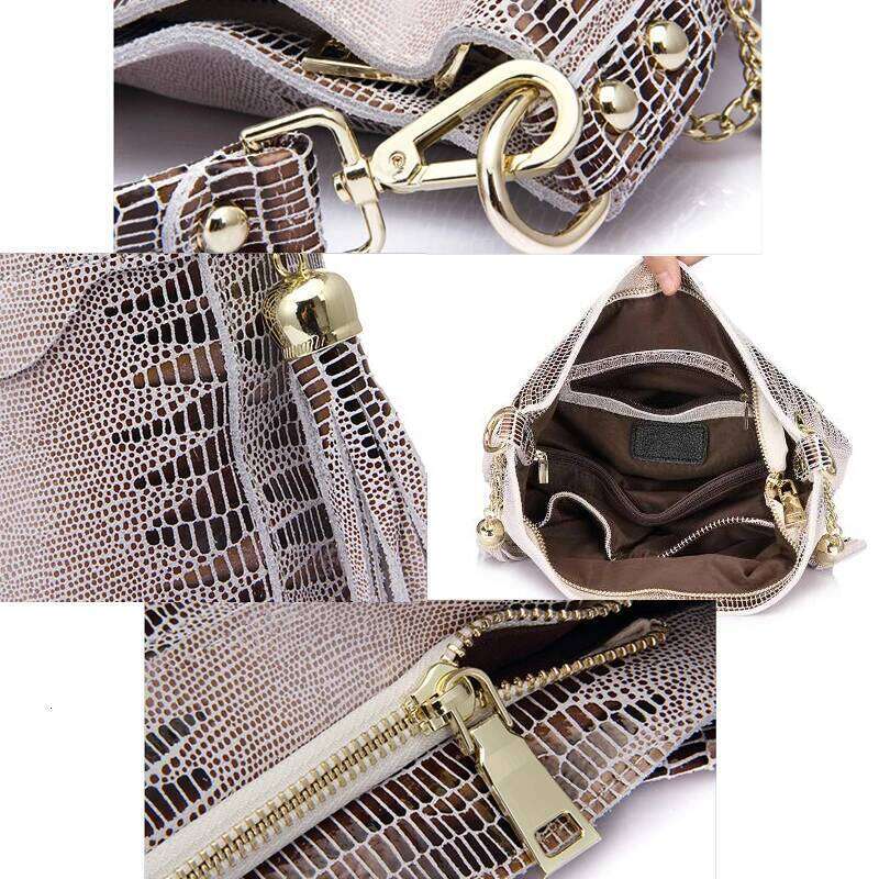 100% Genuine Women's Shoulder Handbags Shiny Emed Lady Suede Cowhide Real Leather Bags New Cross Body Bucket Bag
