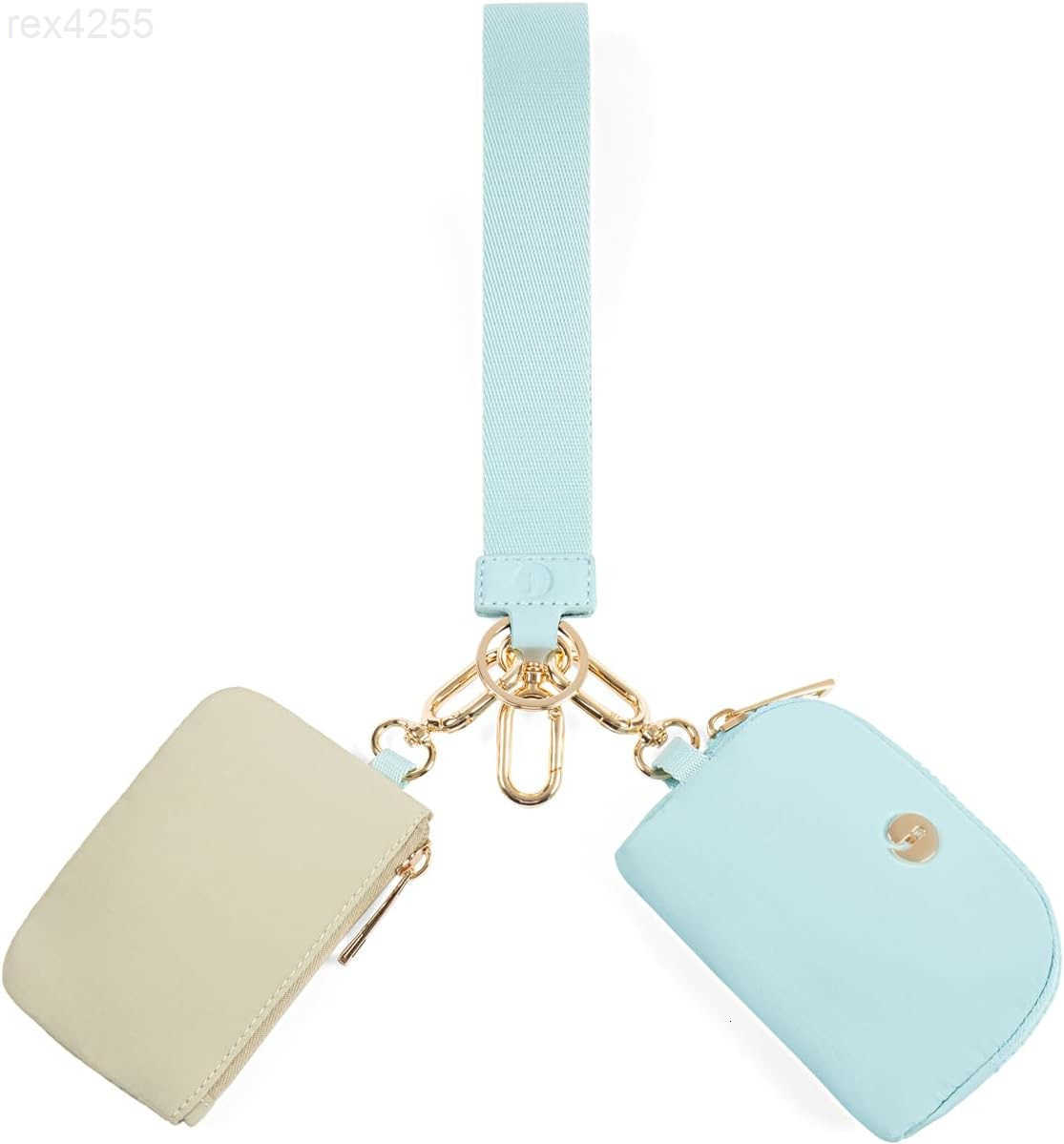 Pouch Wristlet Keychain Wallets for Women with 2 Detachable Zipper Coin Purse Small and Portable Mini Card Wallet for Women Men Gold Hardware GreenDar