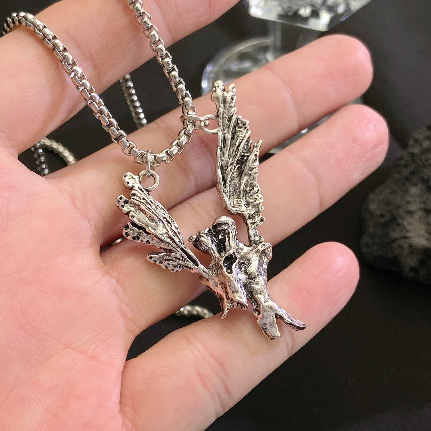 Angel Wings Couple Necklace Vintage Hip-Hop Sweater Chain Unisex Accessories