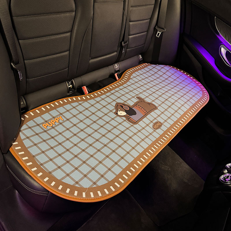 Cartoon Retro Checkered Puppy Design Universal Car Seat Cushion Four Seasons Auto Seat Covers Comfortable Soft Material 250910