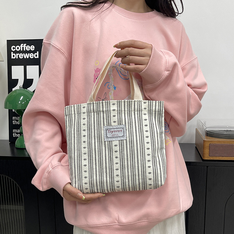 Fashion Striped Print Handbag For Women Designer Bag Lightweight Free Shipping Student Class Simple Storage Bag Office Commuter Luxury Bag Lunch Bag