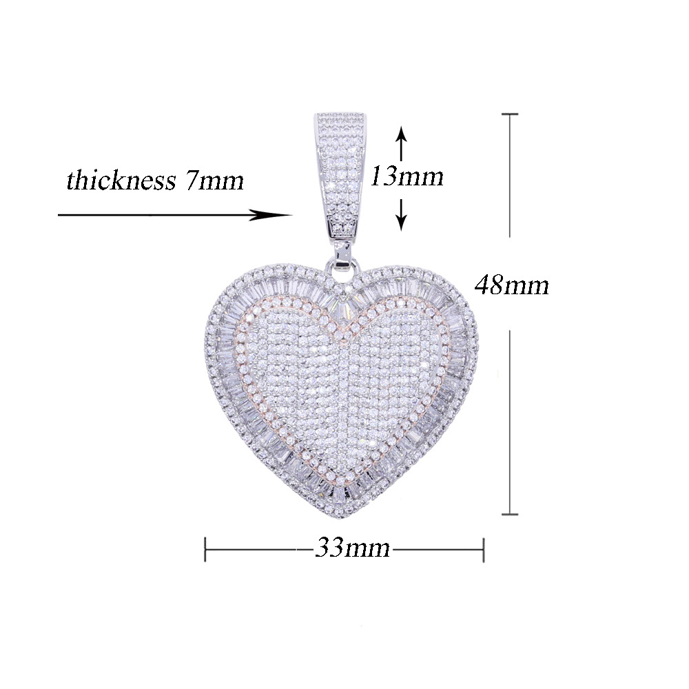 Hip Hop Lover Heart Pendant Necklace Bling 5A Zircons Gold Plated Couple Wedding Jewelry
