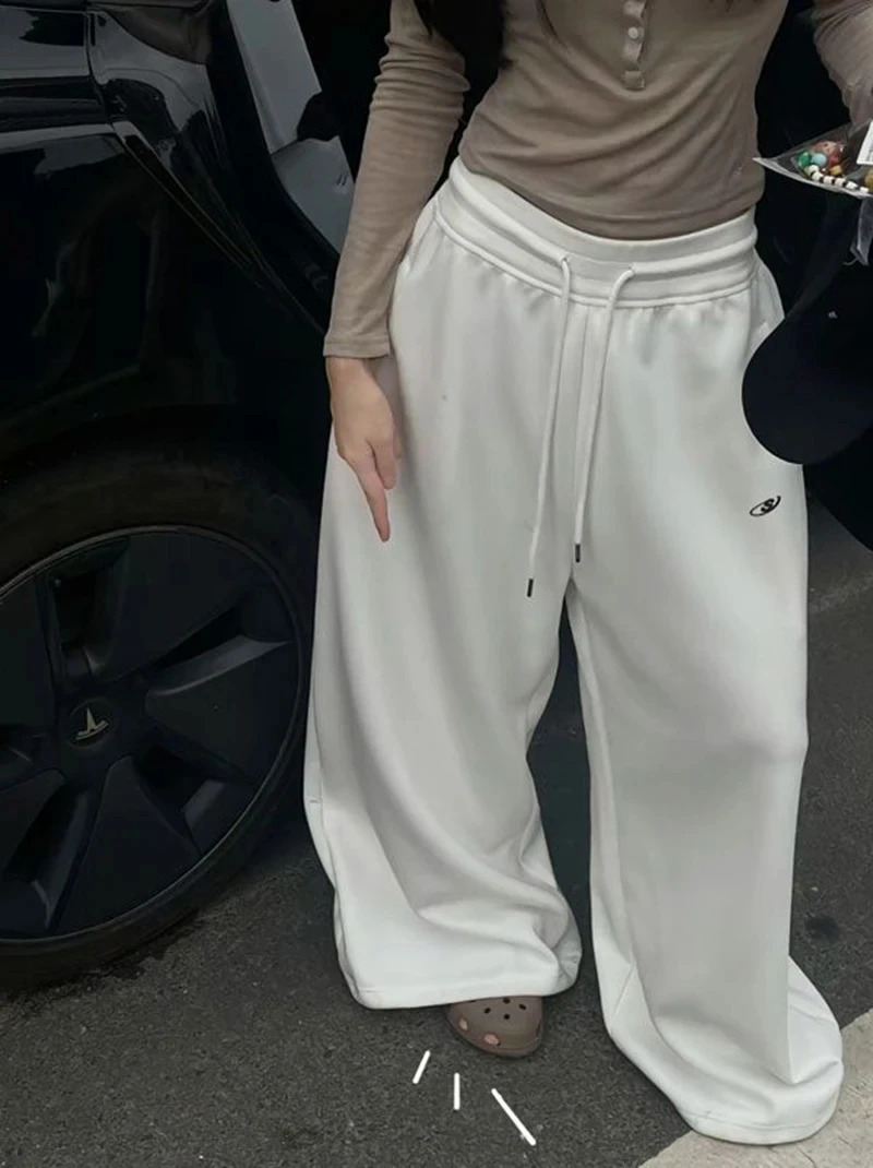 Casual sweatpants American retro hiphop oversized women black Korean streetwear loose jogging pants high waist wide leg 250911