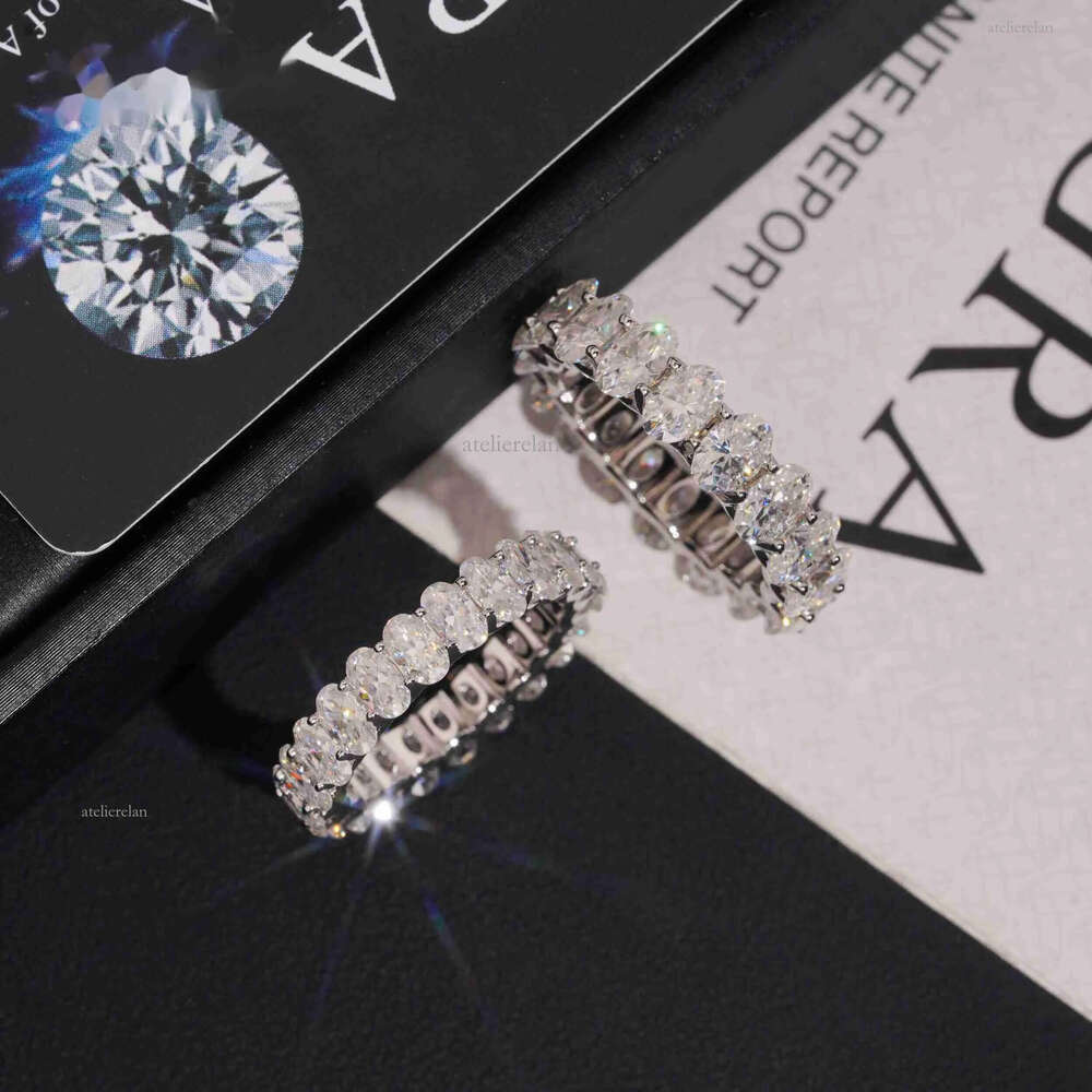 Sterling Sier Full Oval 5MM Moissanite Finger Ring Classic Wedding Engagement Fine Jewelry Gift for Women