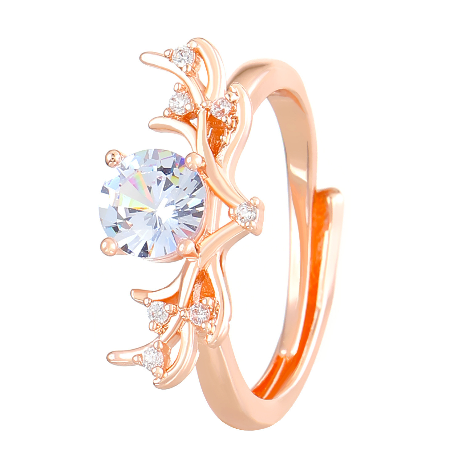 A Deer With You Antler Female Mori Hand Light Luxury Fashion Temperament High-Grade Ring New Jewelry