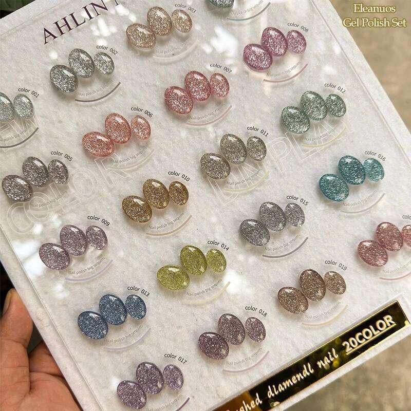 Eleanuos Exploding Flash Platinum Gel Polishing 20Pcs Mixed Semi Permanent Varnish Shiny UV Chip Dia Salon Nail