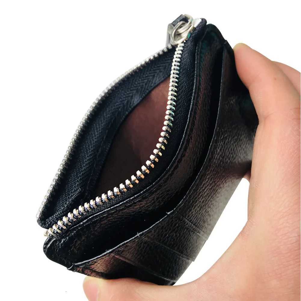Mini Zipper Card Bag Slim ID Bank Purse Wallet Credit Organizer Portable Small Slim Ultrathin Short Purse for Men Black W250911