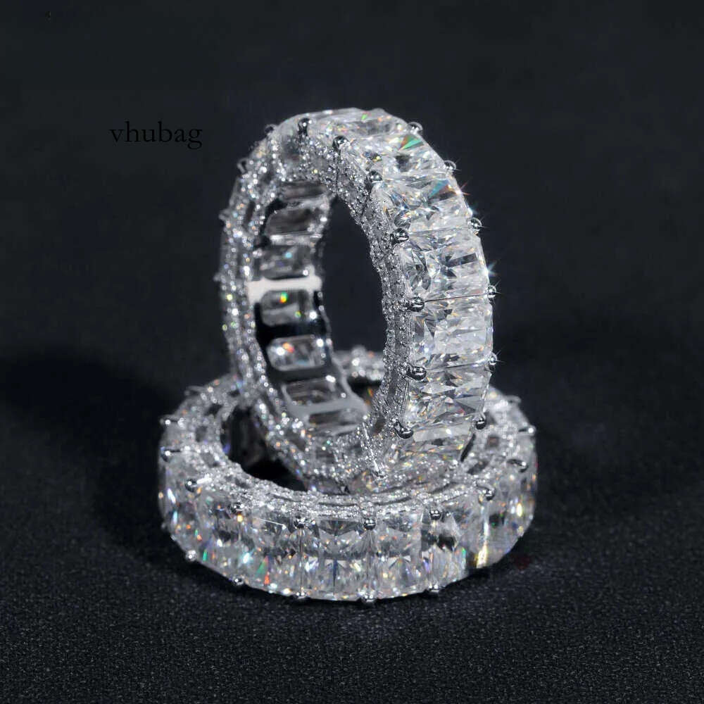 10k 14k Real Gold Wedding Full Lab Grown Vvs Moissanite Dia Jewelry Engagement Eternity Band Ring