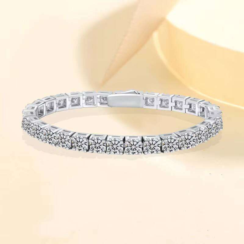 Drop Shipping Sier Plated Gold Moissanite Tennis Bracelet Hand Jewelry Wholesale for Men and Women