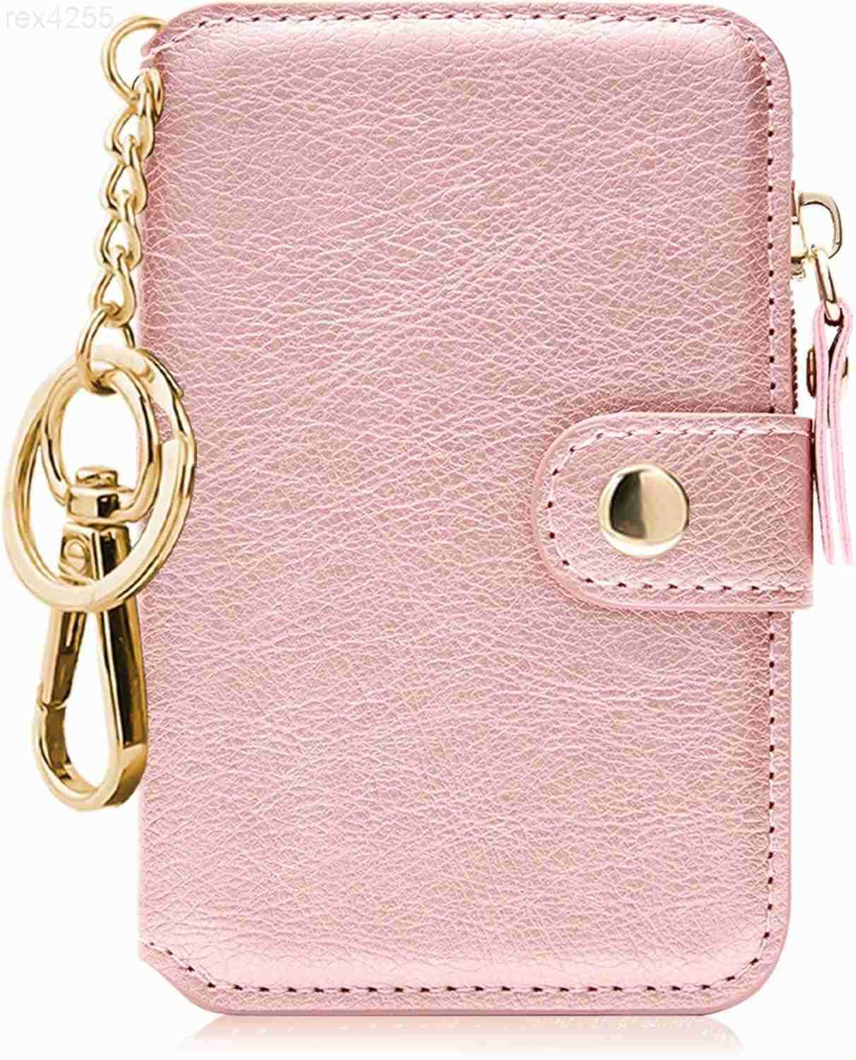 Keychain wallet Rfid Blocking Credit Card Holder Leather Zipper Card Case for WomenW250910