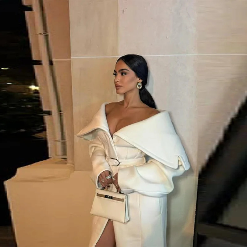 Stylish Elegant Woolen Coat Belted Highend Office Ladies Sophisticated Modest Trendy Long Jacket Womens 2025 Autumn Outerwear 250911