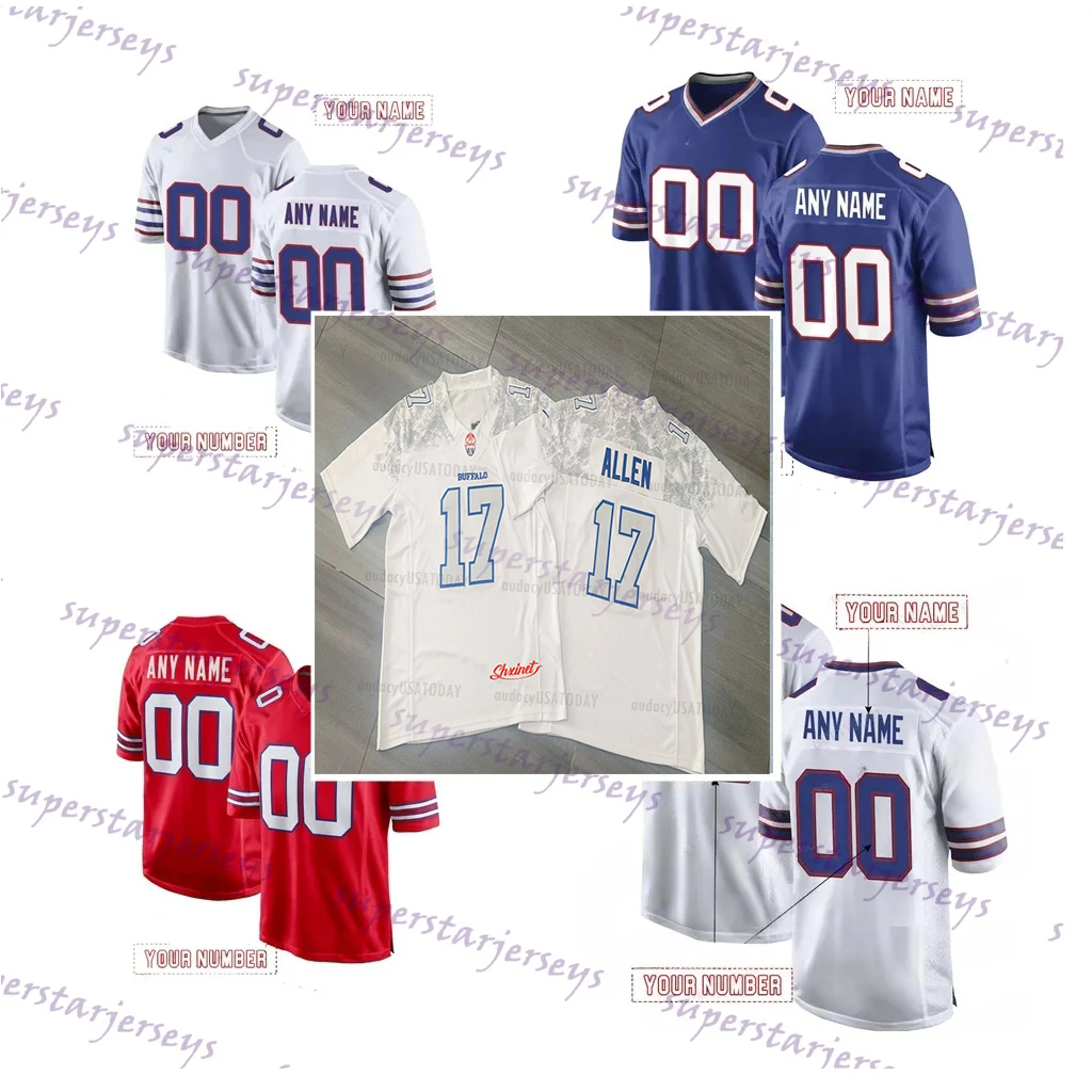 Customize Josh 17 Allen 2025 Rivalries Football Jersey Joey Bosa Gabriel Davis Miller James Cook Terrel Bernard Rasul Douglas Dawson