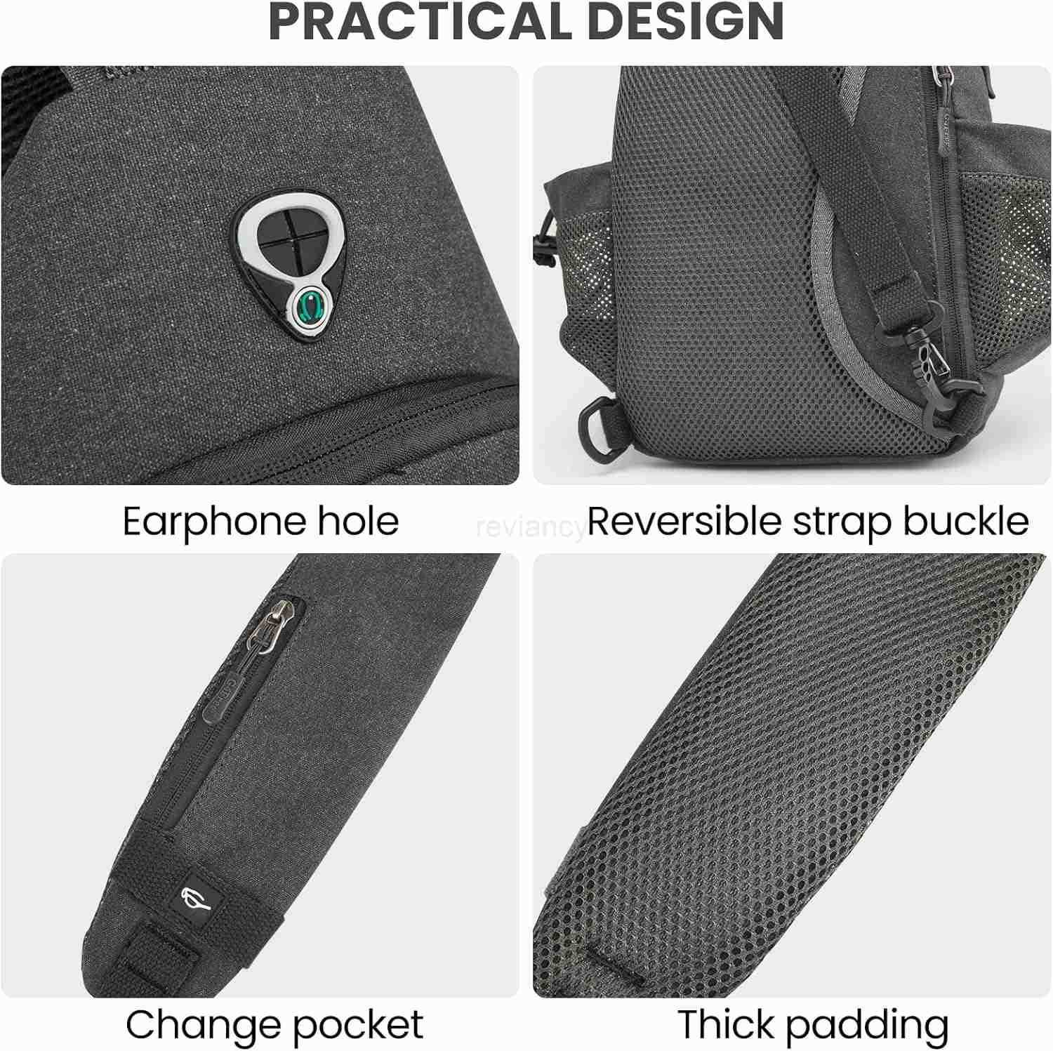 Canvas Sling Bag Crossbody Backpack with USB Charging Port RFID Blocking Hiking Daypack Chest Bag for Women MenW250911