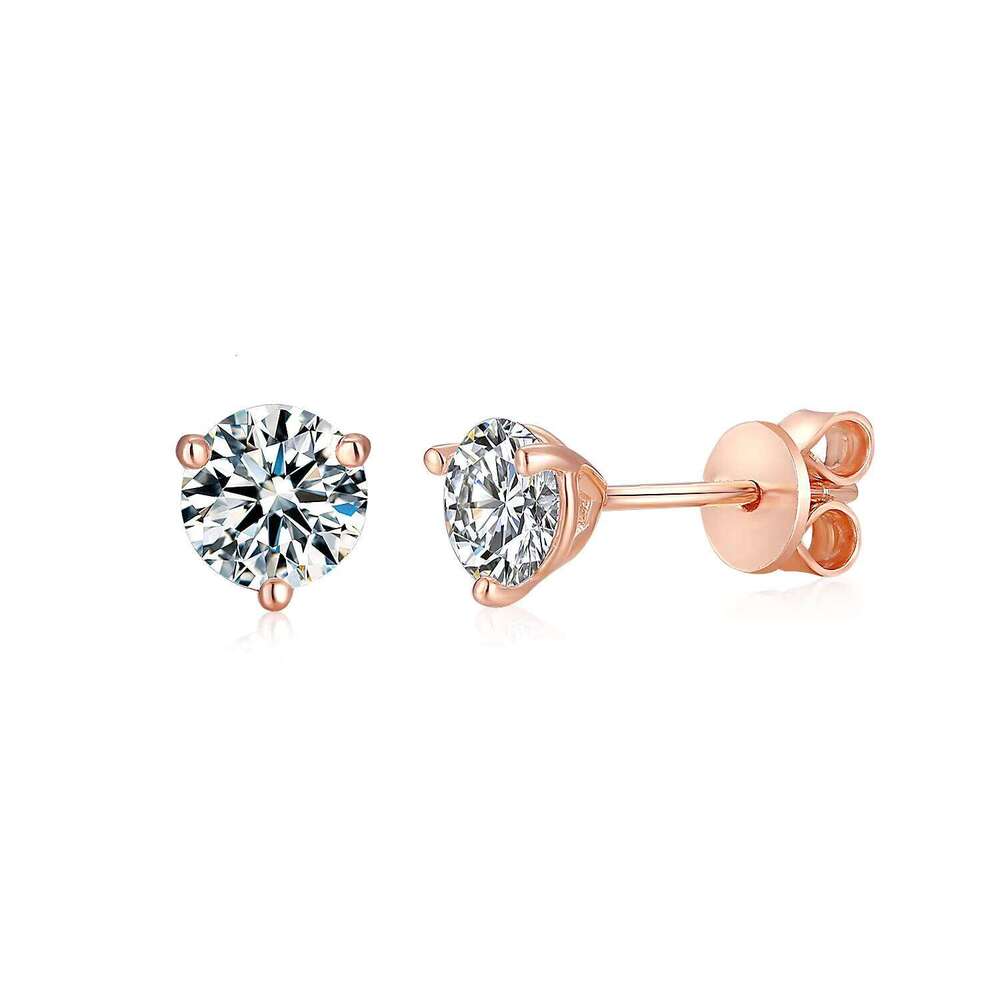 Gold Plated Jewelry 8MM Single Stone Solitaire Sterling Sier Ladies Earrings Moissanite Stud