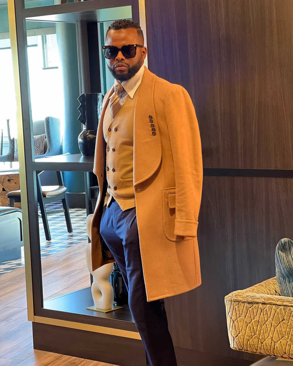 Handsome Wool Blend 1 Pieces Men Long Coat Shawl Lapel Single Breasted Jacket Tuxedos Customized Business Wear