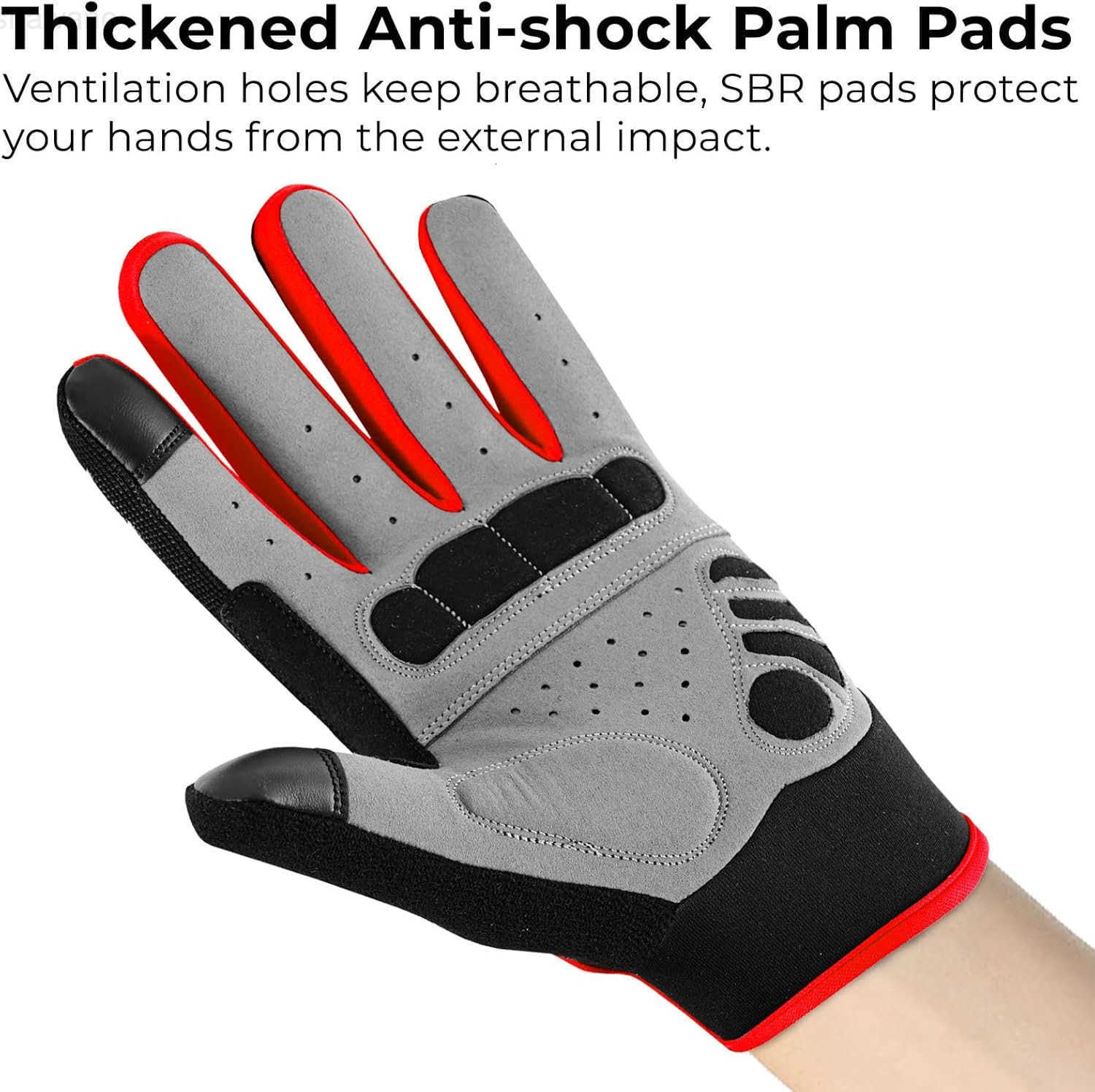 Finger Cycling Gloves with Padding for Men Women AntiSlip Shock Absorbing Breathable Touchscreen Mountain Bike Gloves for BMX MTB Riding Road RacingW2