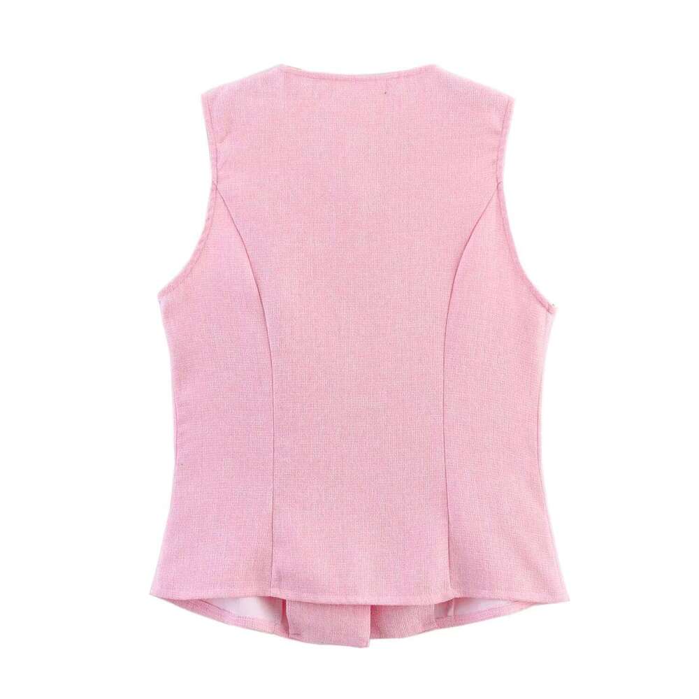 DHEssentials INS Korean Version Pearl Button Elegant Waist-Cinching for Women Summer Vest Tweed French Sleeveless Little Chanel Style Three-Piece Set