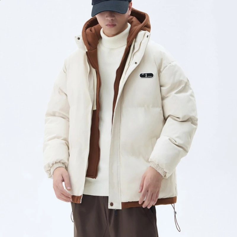 Autumn CottonPadded Coat Men Winter Oversized TwoPiece Parkas Outdoor Warm Thick Bread Jackets Plus Size Hooded Tops 250911
