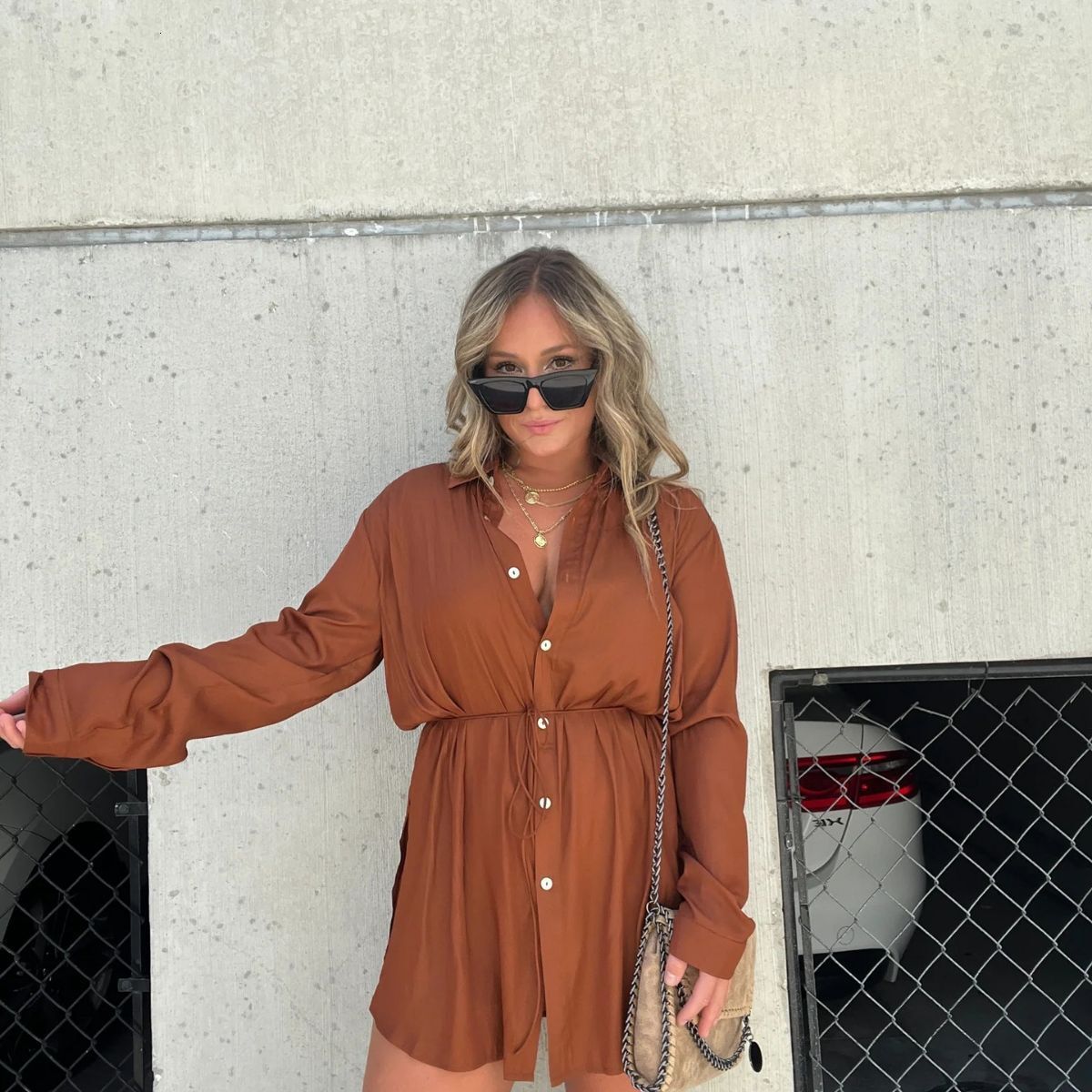 2025 autumn new women's S fashion solid color long sleeved shirt jumpsuit autumn and winter new designer women's long sleeved top knitted cl