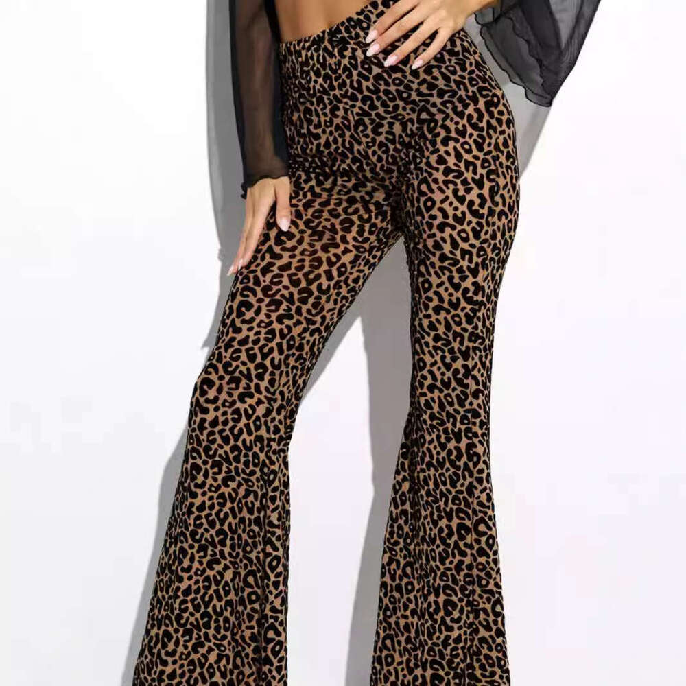 Women's Fashion Sexy Mesh Velvet High Waist Leg-Lengthening Fld Casual Pants