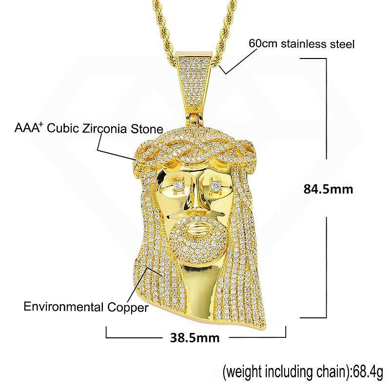 925 Silver Moissanite Iced Jesus Pendant Hip Hop Style Jewelry Necklace Moissanite Diamond Jesus Piece Silver Plated Pendant