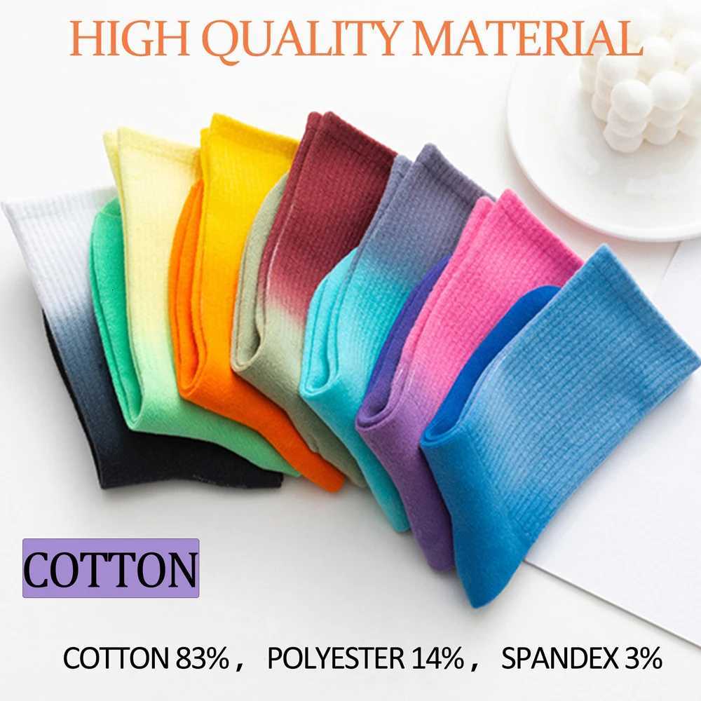 New TieDye Gradient Color Crew Socks MidCalf Socks Unisex Fashion Daily Street Skateboard Socks Breathable Couple Sports Socks D250911