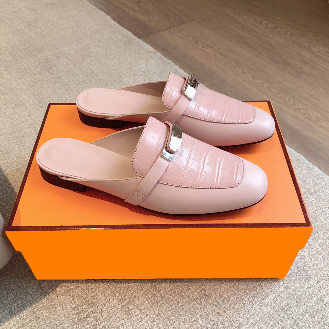 Luxury Designer sandal Slippers Genuine Leather OZ Mules Woman Sandals Princetown Metal Chain Shoe Women Loafers Outdoor lady Slipper 35-42