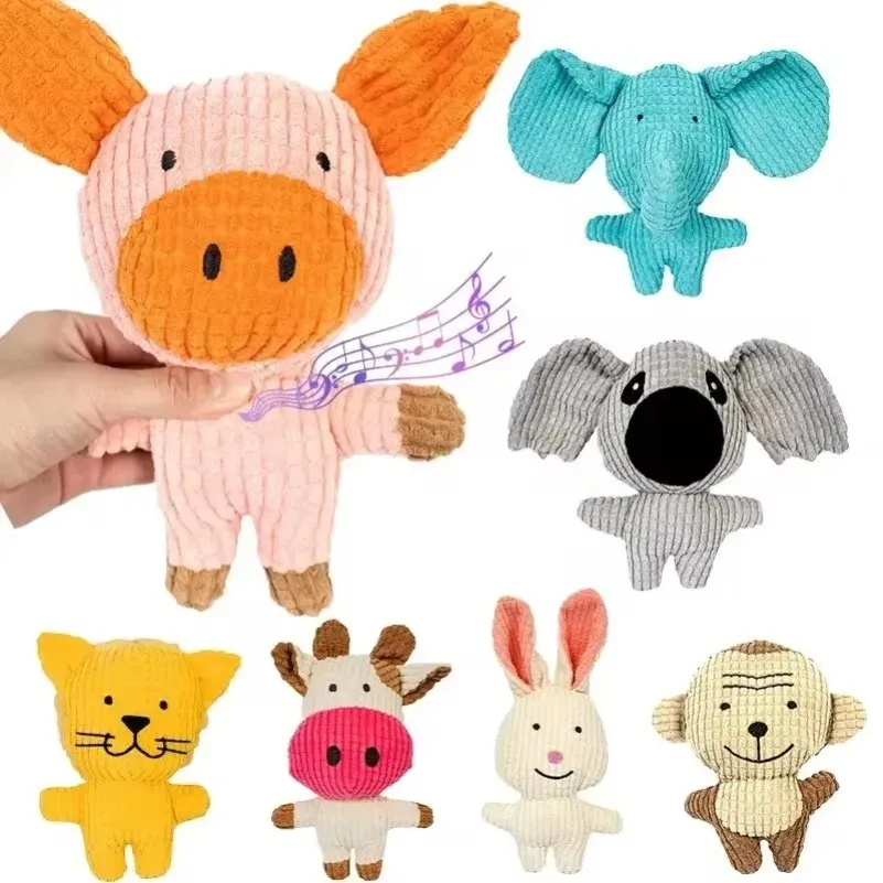 Pets Funny Interactive Squeaky Toys Plush Dog Toy Cow/Pig Shape Stuffed Dog Chew Toy Supplies
