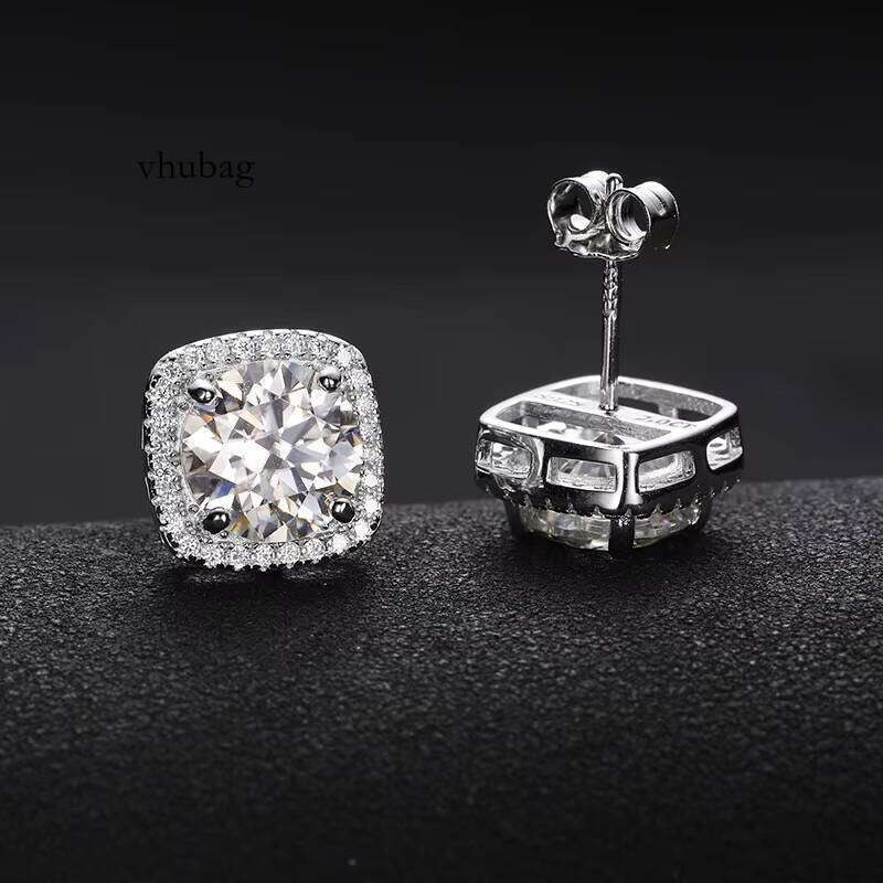 Ready to Ship Sterling Sier Hip Hop VVS Moissanite Stud Earrings Gold Plated Hot Selling Fine Jewelry With Dia Tester