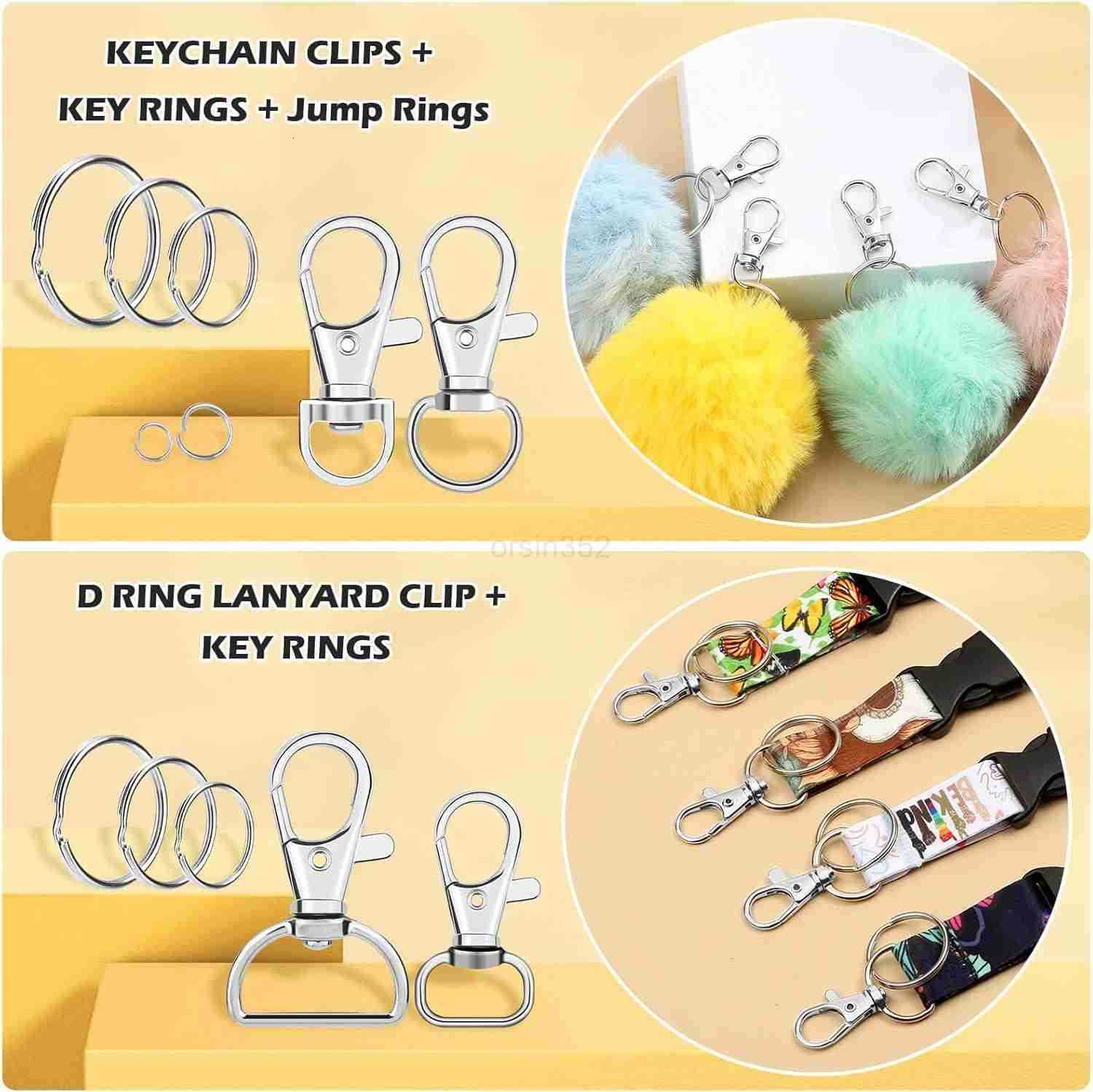 300PCS Keychain Making Kit Keychain Craft Supplies Including Key Chain Clips Lanyard Snap Hooks Key Rings and Jump Rings for Key Chain Making Purse Ma