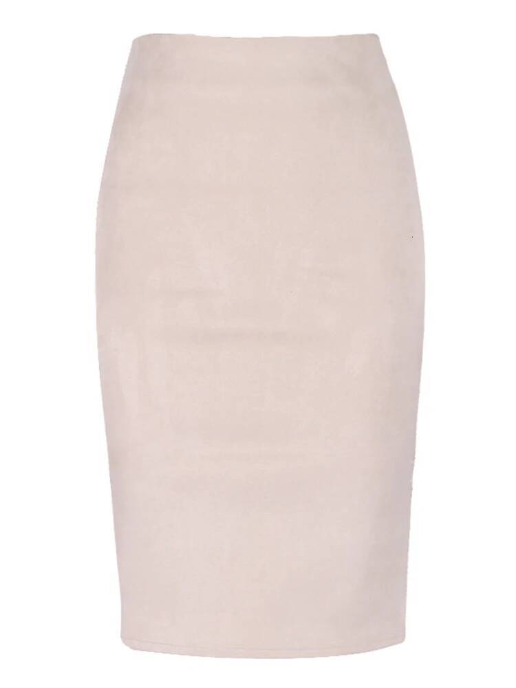 Sexy Multi Color Suede Midi Pencil Skirt Women 2024 Fashion Elastic High Waist Office Lady Bodycon Skirts Saias dongdumaoyi