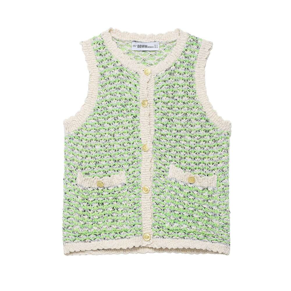 DHEssentials Summer New Style Elegant Fashion Versatile Textured Knitted Vest Top