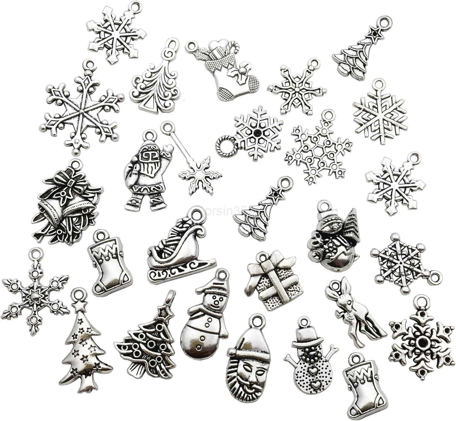 30pcs Christmas Snowflake Charm Pendant for DIY Jewelry Making Necklace Earring DIY Jewelry Accessories Charms HK416W250911