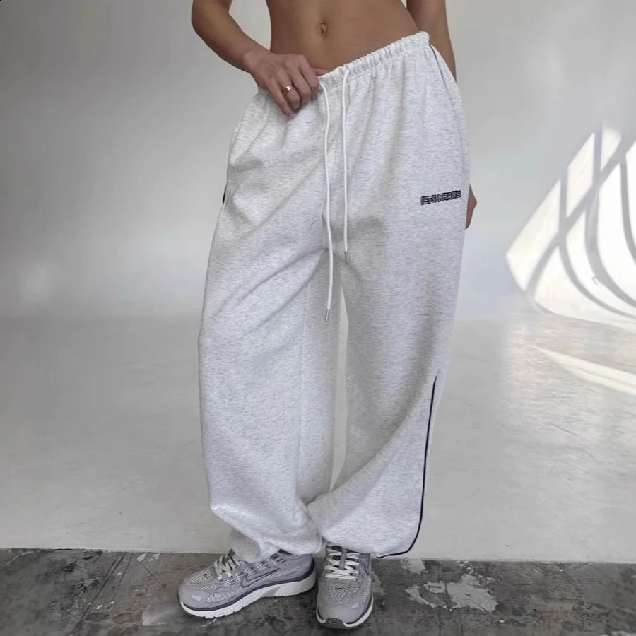 Fashion Oversized Sport Pants Womens Casual Joggers Trousers Letter Print High Waist Street Autumn Female 250911