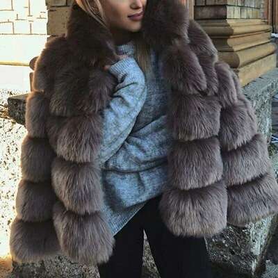 Women's Fashion Imitation Fox Fur Hooded Women's Coat Long Sleeve Cardigan
