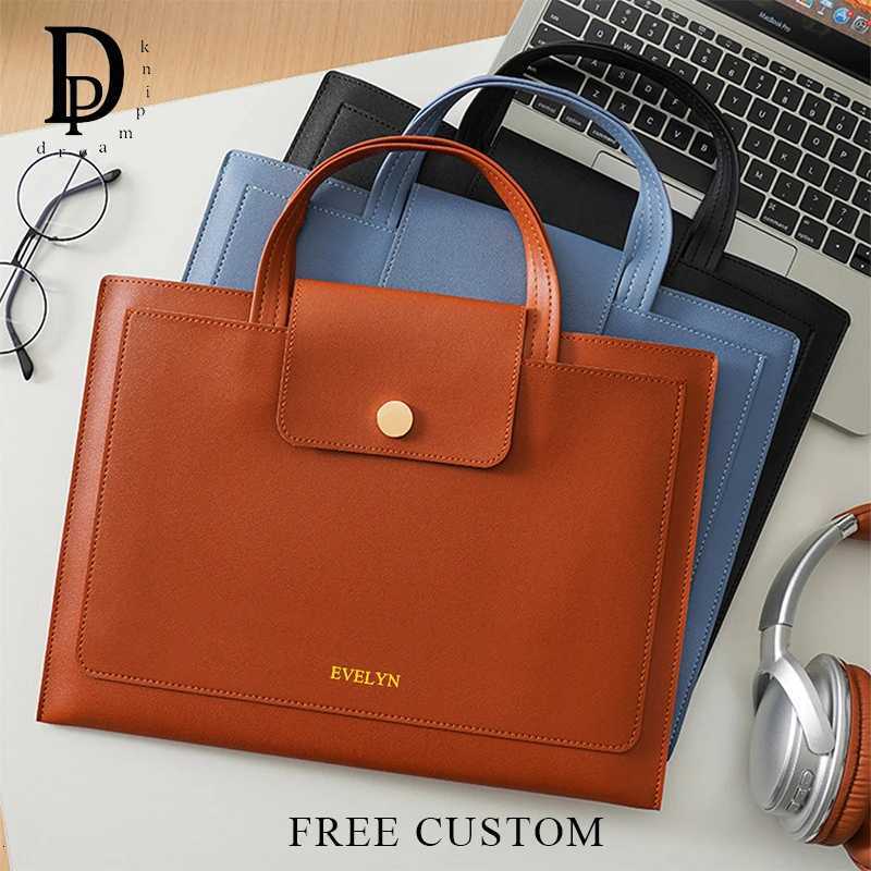 Portable Large Capacity Briefcase Custom Name A4 Paper Document Bag Fashion Woman Business 13 Inch Laptop Bag Tote Bags Z250906