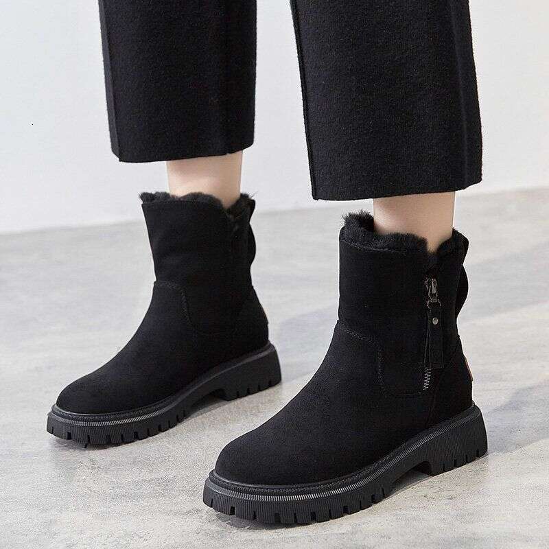 Snow Boots Women Winter 2025 New Plus Velvet Woman Shoes Warm Boots Thick Cotton Shoes Furry Black Women Boots Botas De Mujer