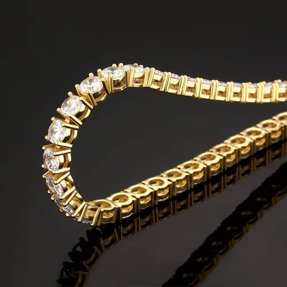 KRKC Custom Hip Hop Silver Mens Jewelry Cut Brass White Gold Plated Iced Out 5a CZ Diamond Womens Tennis Chains Necklace Sets