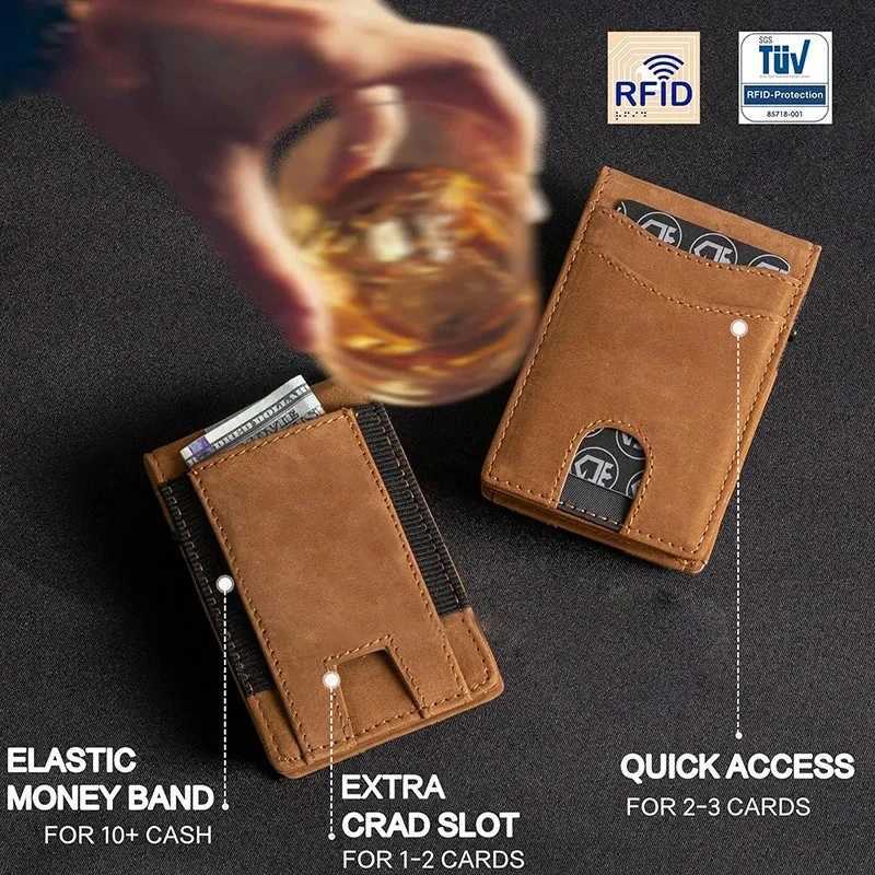 Credit Card Holder Bifold Slim Minimalist Pop Up Wallet RFID Blocking Magnetic Wallet for Men W250911